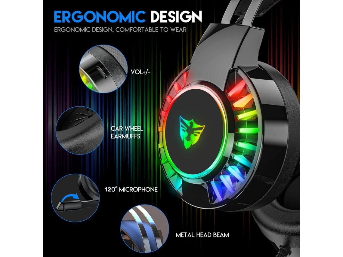 Headset Gaming Cable 7.1 Cancelación Ruido Negro