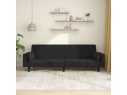 Sofá Cama De 2 Plazas Con Dos Almohadas Terciopelo Negro