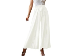 Elegantes Pantalones De Mujer De Talle Alto Con Solapas Fluidas Y Abertura - Pantalones De Ocio