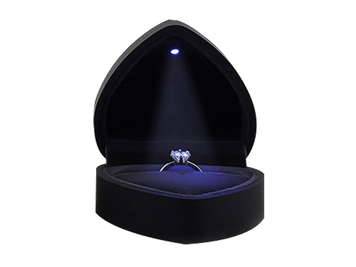 Caja Para Anillos Con Forma De Corazón Con Luz Led, Organizador De Joyas De Terciopelo, Regalo Romántico