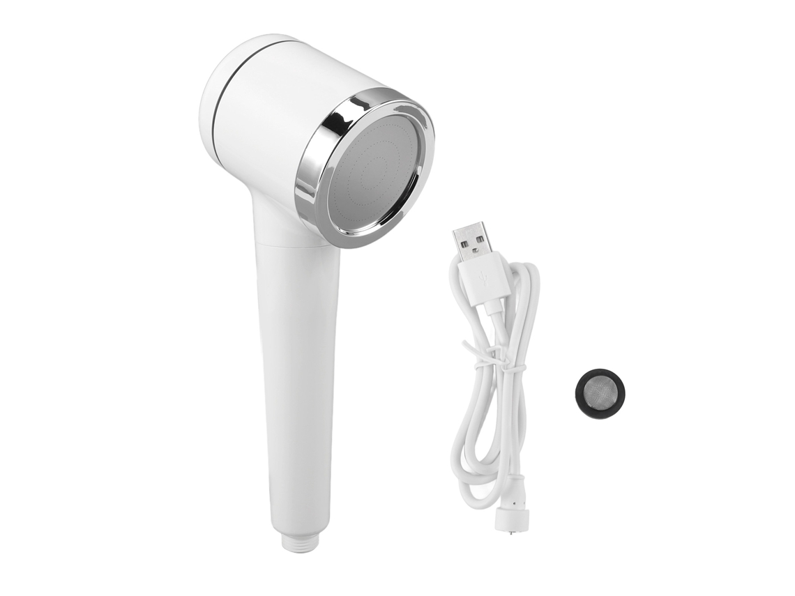 Ducha de mano de alta presión con agua electrolizada rica en hidrógeno, resistente al agua IPX7, ahorro de agua de 200 a 300 ppb, rosca macho G1/2, color blanco