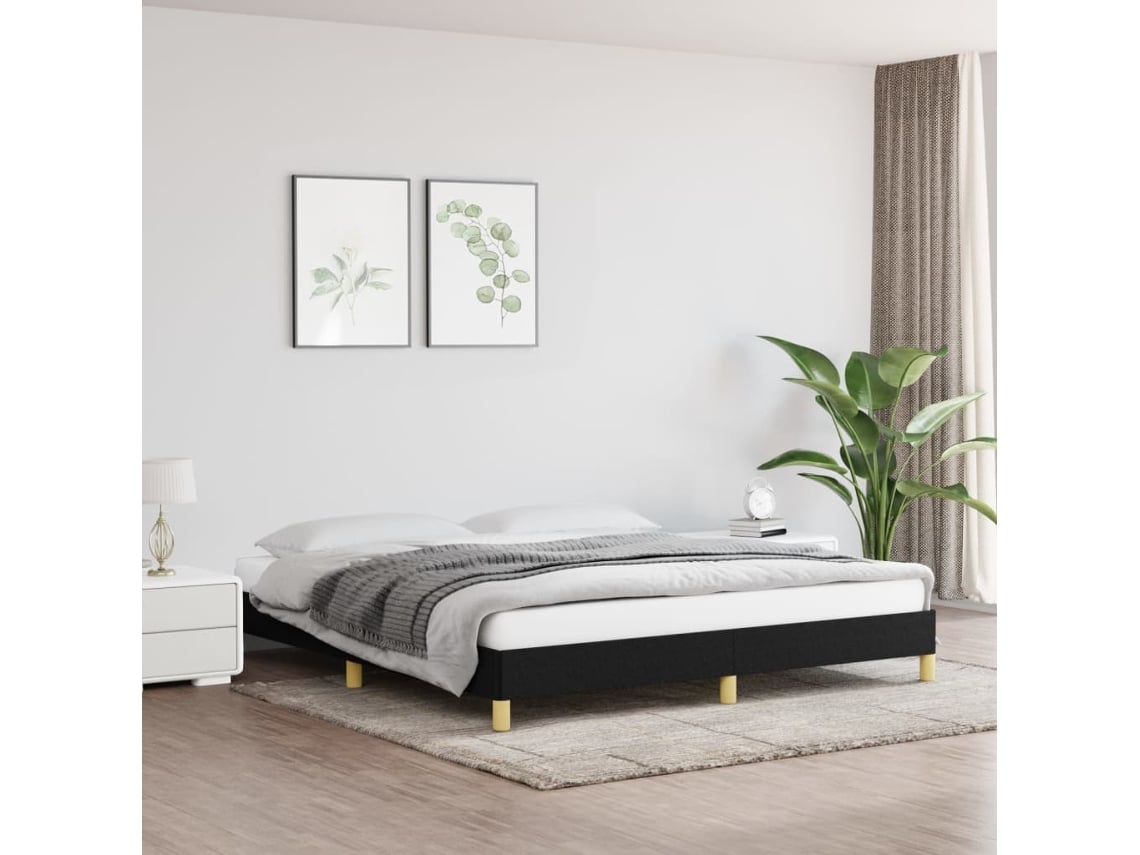 Cama Sin Colchón Tela Negro 180x200 Cm
