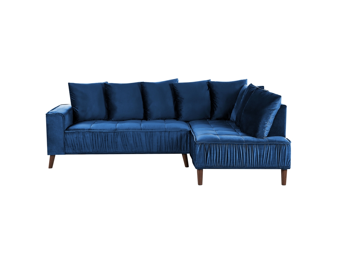 Sofá esquinero BELIANI Grena de Terciopelo Azul 231x152x79