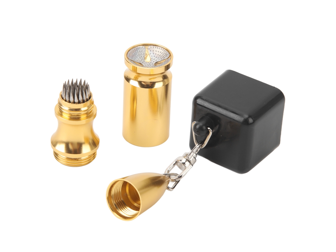 Porta-giz portátil 4 em 1 2026rebe para bilhar e snooker, com orifício para a ponta do taco, dourado/preto.
