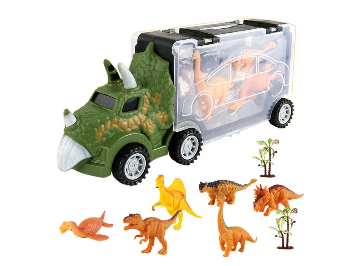 Ats-9pcs/set Camión Transportador De Dinosaurios Con Almacenamiento Portátil Coche Inercial Para Niños