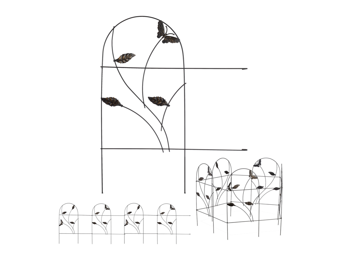 Vedação Para Canteiros Relaxdays, 5 Peças Decorativas Em Metal, Design De Borboleta, Hxl: 46 X 250 Cm, Preto