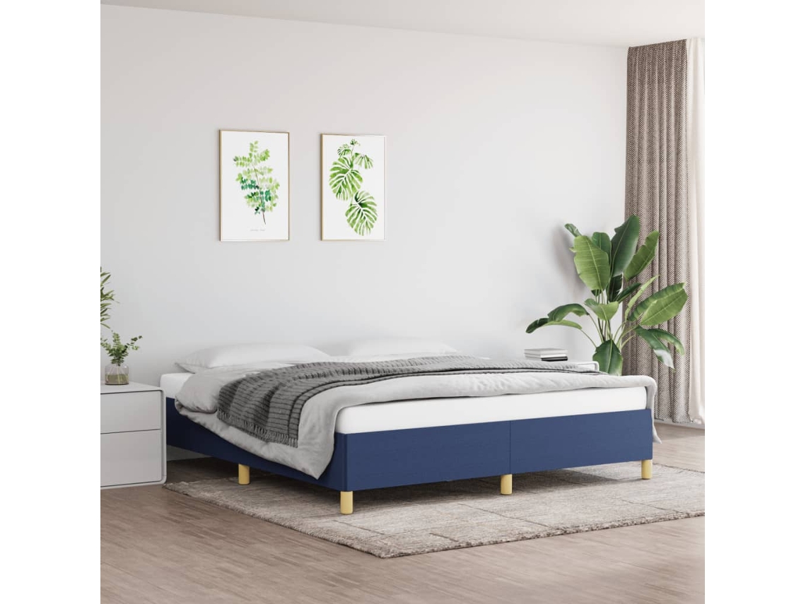 Cama Sin Colchón Tela Azul 160x200 Cm