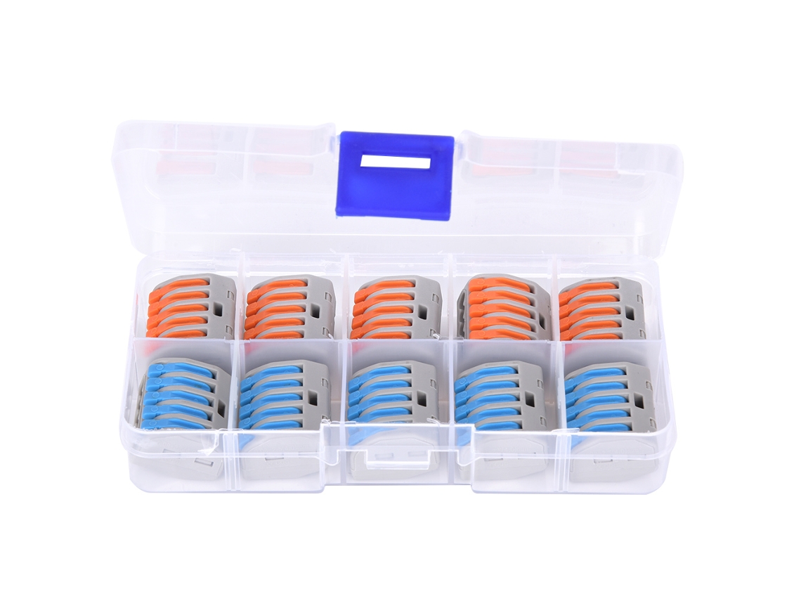 2026-as-2 Cajas Bloque Terminal Resorte Palanca 11-28awg 0.8-2.5mm² Conector Cable Eléctrico Pct-215 20pcs