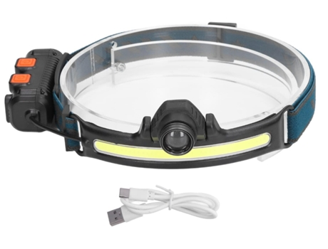 Linterna frontal de inducción LED de alta luminosidad Linterna de cabeza con zoom recargable por USB Luz de trabajo impermeable (Negro) CHRONUS
