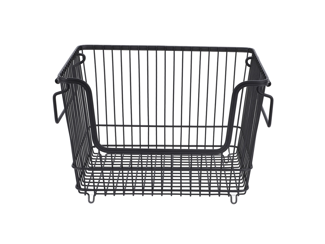 Organizador De Cestas Apilables De Alambre Para Congelador, Metal Negro, 33 X 26,5 X 22 Cm