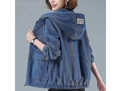 2026-abrigo Corto De Pana Para Mujer Primavera Otoño Coreano Suelto Con Capucha Cremallera Moda Casual Xxs Azul