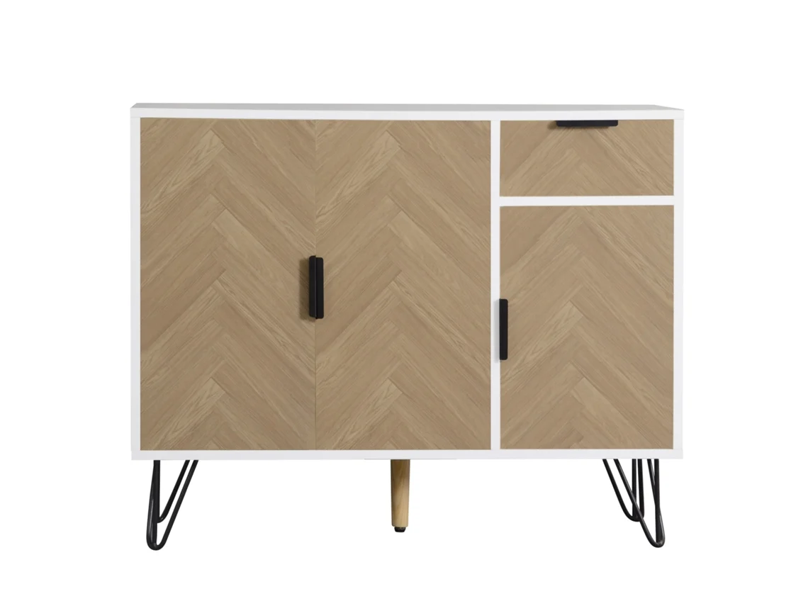 Aparador bajo de 3 puertas y 1 cajón en MDF natural Mobrio