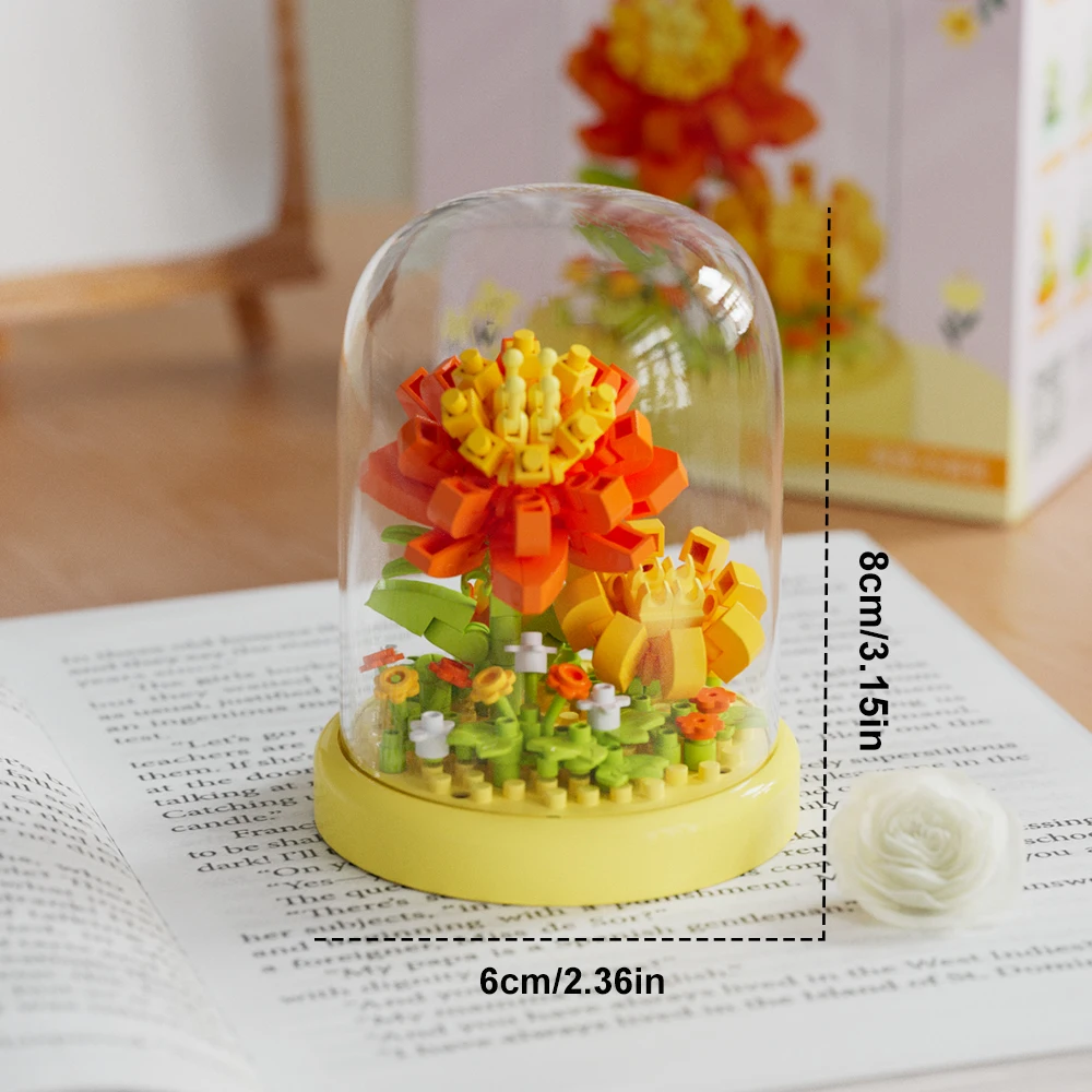 Modelo De Bloques De Construcción En Miniatura De Plantas En Maceta Con Ramo Preservado Diy