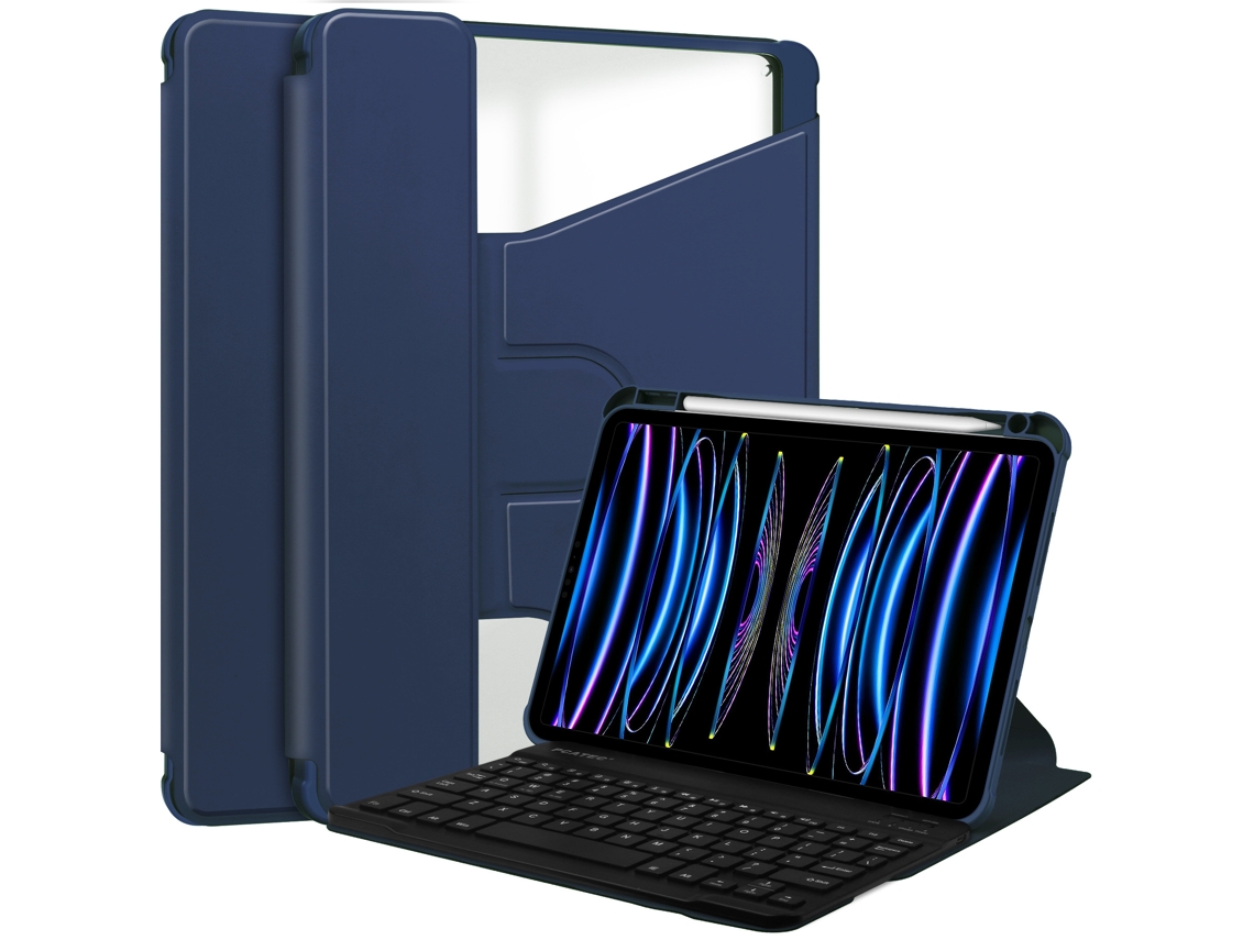 YUYSAN Funda para iPad Air13 2024 Funda Protectora de acrílico TPU Giratoria de 360 ​​​​Grados con Bandeja para bolígrafo y Teclado Azul Oscuro