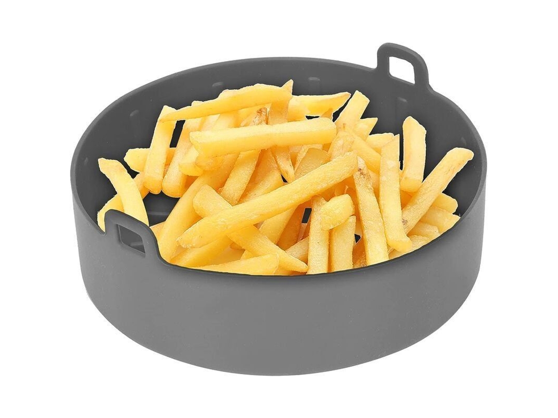Cesta De Silicona Reutilizable Para Freidora De Aire, Horno Y Microondas, 19 Cm (gris)