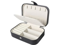 Caja de Organización Joyas Viaje Pendientes Anillos Piel Sintética Negro (16x11x5cm) Kofihety