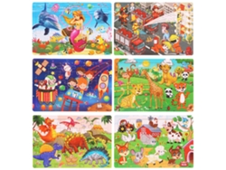 Dan26-6 Sets 30pcs Rompecabezas De Madera Para Niños Animales Dinosaurios Dibujos Animados Juguetes Educativos Preescolares Regalo Para Niños Y Niñas