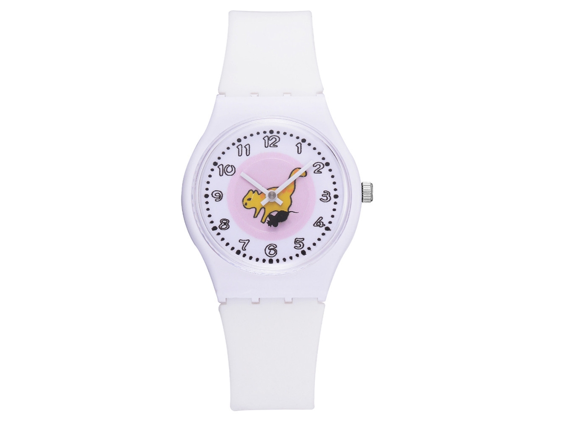 Reloj De Pulsera De Cuarzo Clásico Con Patrón Bonito Correa De Silicona Moda Redondo