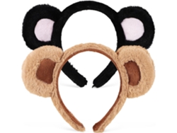 Diademas De Felpa Nuobesty Con Orejas Suaves, Juego De 2, Negro Y Rosa, Para Bailes De Máscaras Y Fiestas.