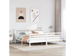Estructura De Cama Con Cabecero Sin Colchón Blanco 200x200 Cm