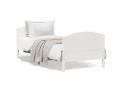 Estructura De Cama Sin Colchón Madera Maciza Blanca 75x190 Cm