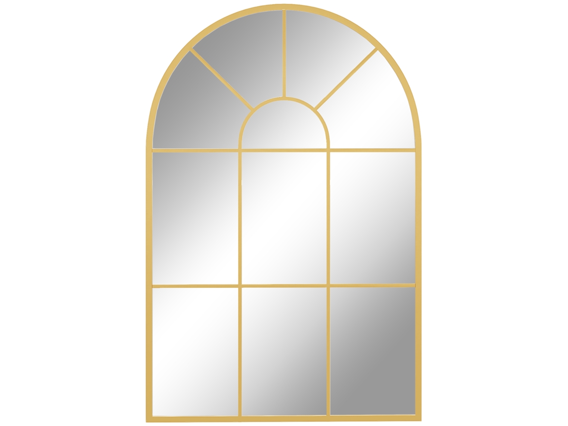 Espejo De Ventana De Metal Dorado De 91x60 Cm Para Colgar En La Sala De Estar.