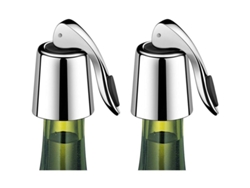 2 tapones de acero inoxidable LINJOU para mantener el vino frío, paquete de 2