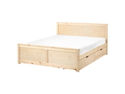 Cama De Casal Beliani Dauphin De Madeira De Pinho Castanho 140x200