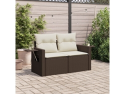 Sofá de jardín de 2 plazas con cojines, mimbre marrón, PE, Dkd Home Decor