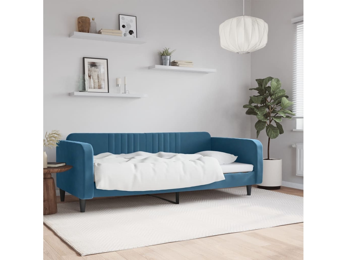 Sofá Cama Sin Colchón Terciopelo Azul 90x200 Cm