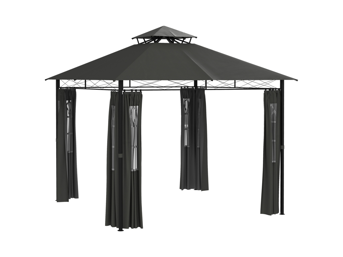 Carpa Pabellón Fiesta Jardín 3x3x2,88 M Resistente Gris Oscuro