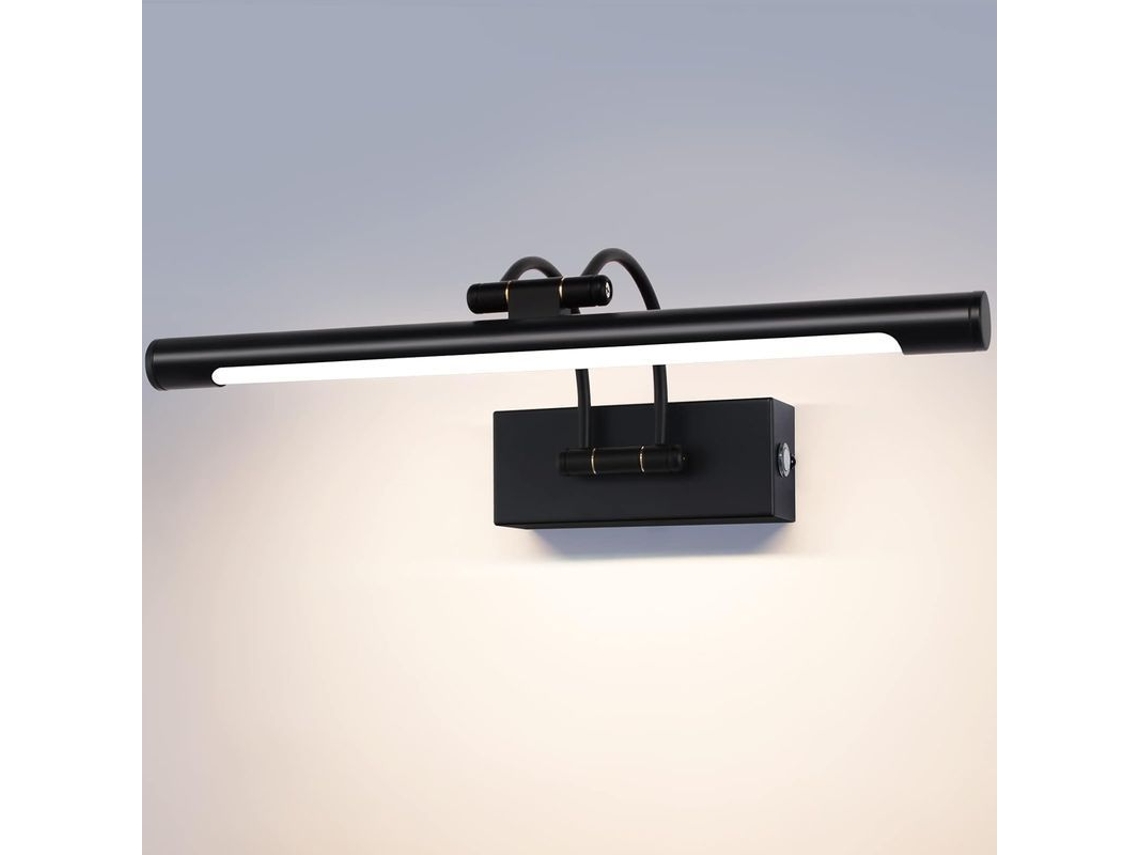 Aplique De Pared Para Baño Con Espejo, 40 Cm, 9 W, Regulable, 3 Temperaturas De Color, Negro.
