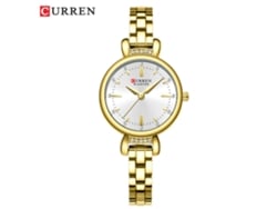 Reloj De Pulsera Redondo Con Cadena De Diamantes De Imitación (oro Blanco) Para Mujer, Resistente Al Agua, Estilo Casual.