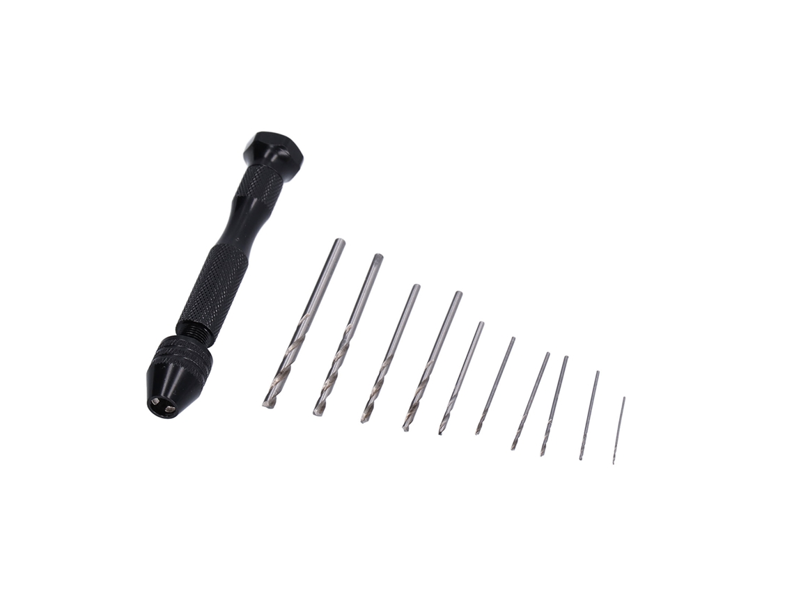 Juego De 11 Mini Brocas Hss Para Taladro Manual Con Portabrocas De Aleación De Aluminio Para Tuercas De Nogal.