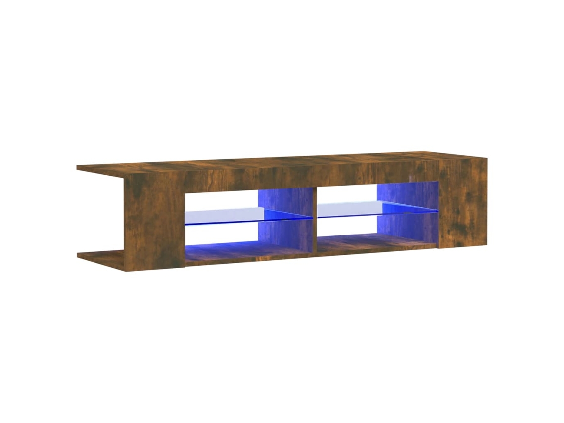Mueble de TV con luces LED, color Roble Ahumado, MAISON EXCLUSIVE, 135x39x30 cm