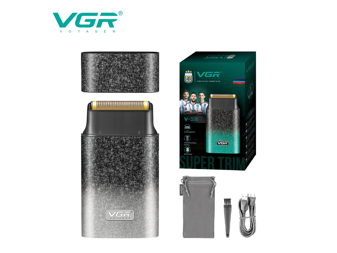 Afeitadora eléctrica recargable e impermeable con acabado degradado MDUG (plateada)