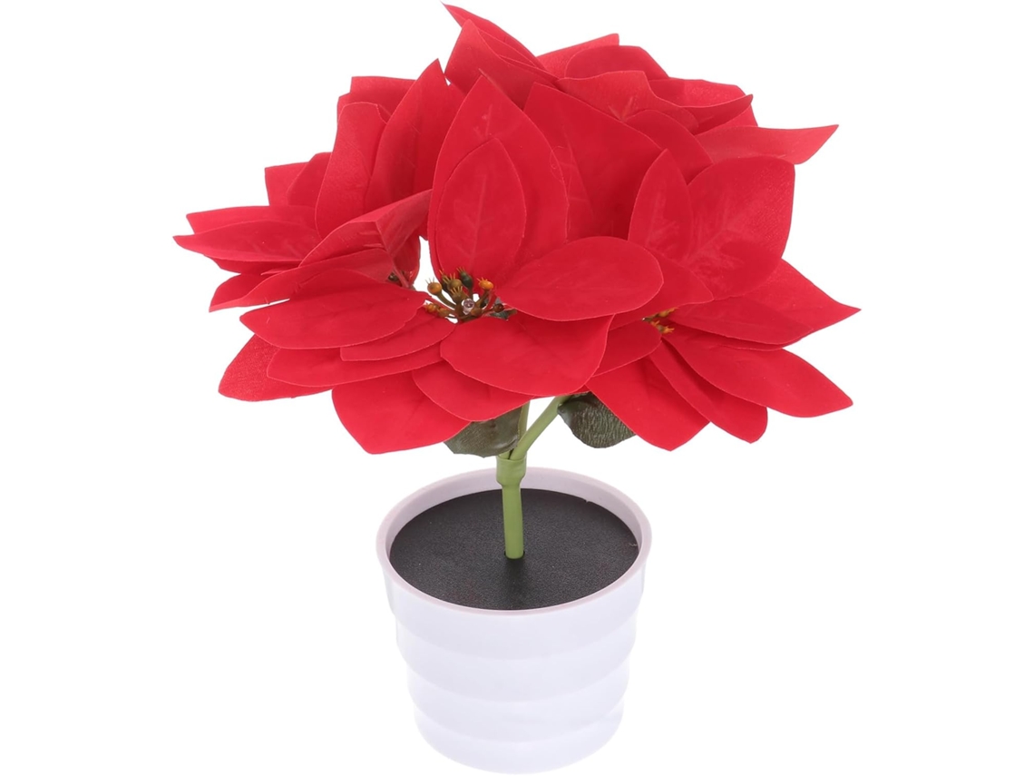 Lámpara De Noche Led Decorativa Con Forma De Maceta, Lámpara De Mesita De Noche De Luz Cálida, Imitación De Flor De Pascua.