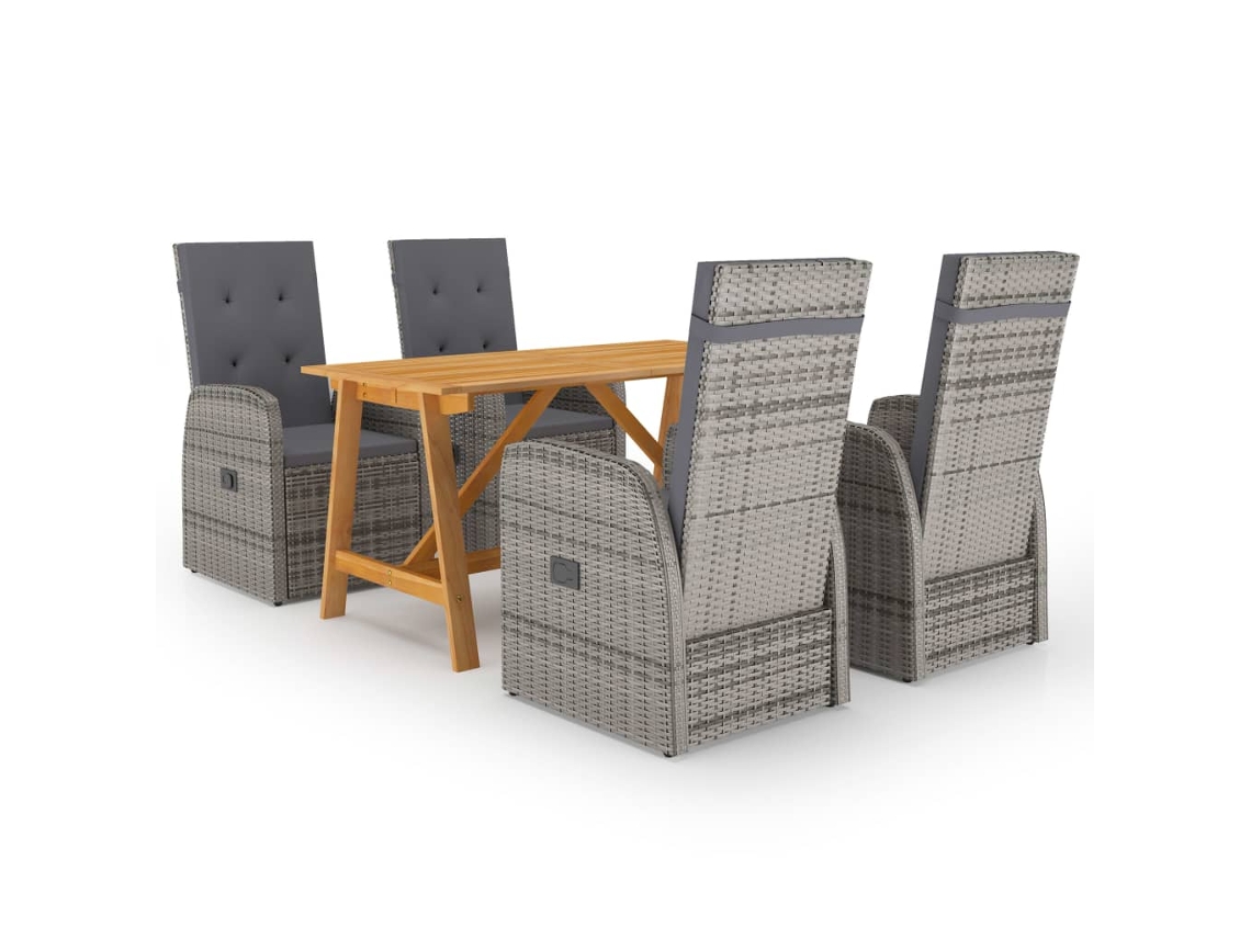 Juego de comedor de jardín de 5 piezas gris Dkd Home Decor
