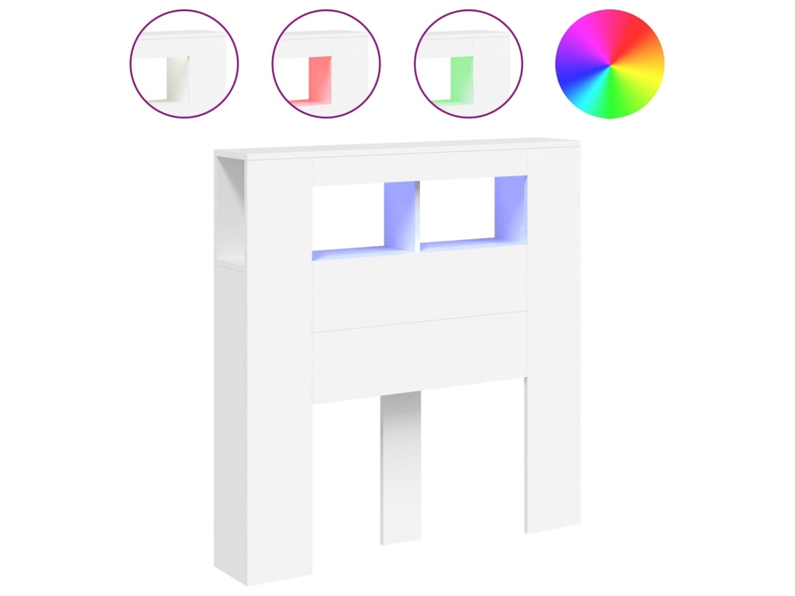 Maison Exclusive - Cabecero Con Led Madera De Ingeniería Blanco 100x18,5x103,5 Cm