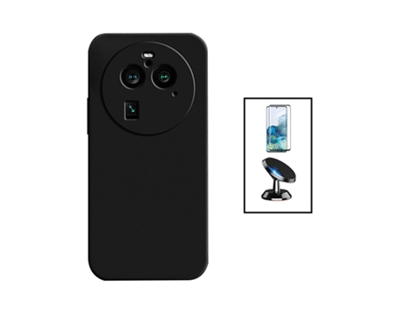 Kit De Película De Vidrio Templado Curvo Cubierta De Silicona Líquida Soporte Magnético Para Coche Para OPPO Encuentra X6 Pro - Negro PHONECARE