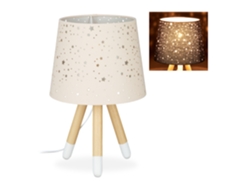 Relaxdays Lámpara De Mesa Infantil, Para Niños Niñas, E14, Redonda, 40 Cm, Estrellas, Rosa