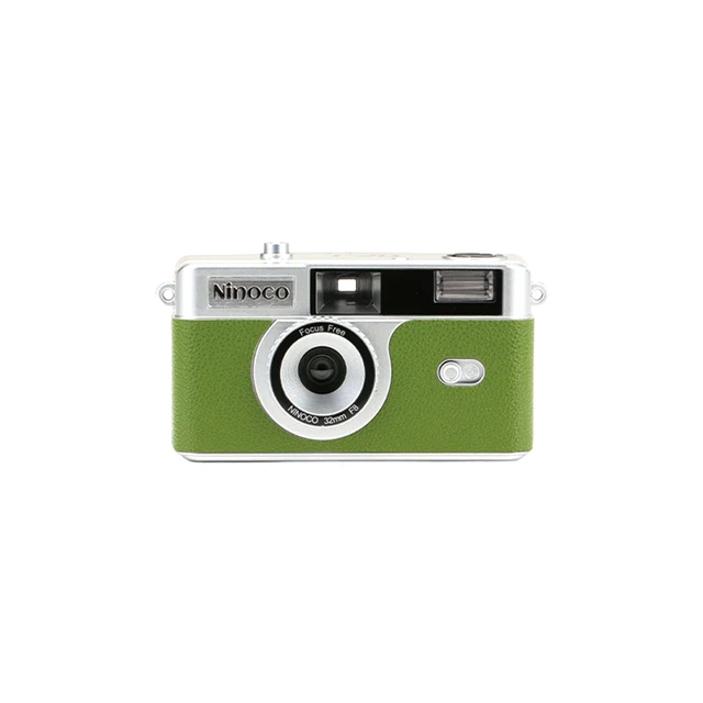 Cámara analógica de 35 mm (verde), reutilizable, con flash.