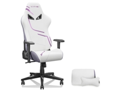 Silla Gamer Kornox Blanca/morado Tela Con Soporte Lumbar Y De Cabeza Para Adultos