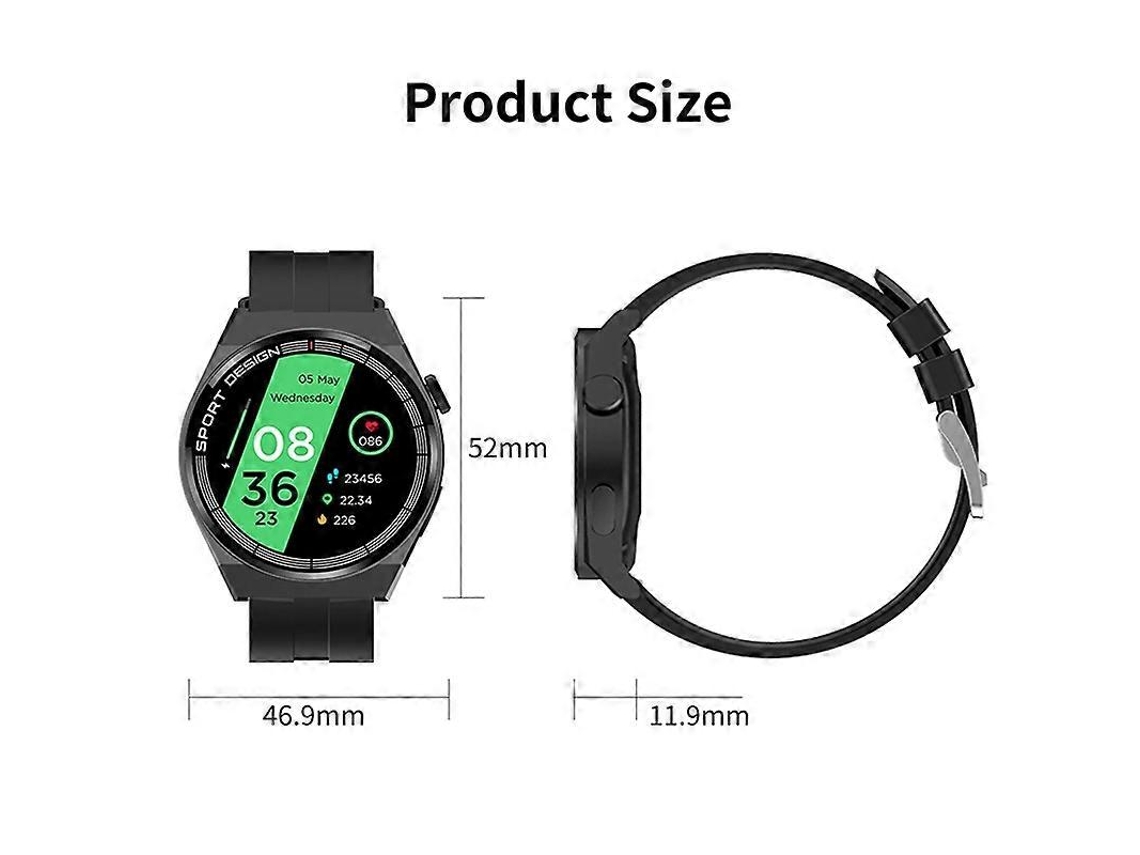 Reloj inteligente GT3Pro de 1,28 pulgadas con monitorización de salud, llamadas Bluetooth y NFC, silicona plateada Ly Ebike