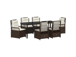 Maison Exclusive - Conjunto De Comedor De Jardín 7 Pcs Marrón Ratán Sintético