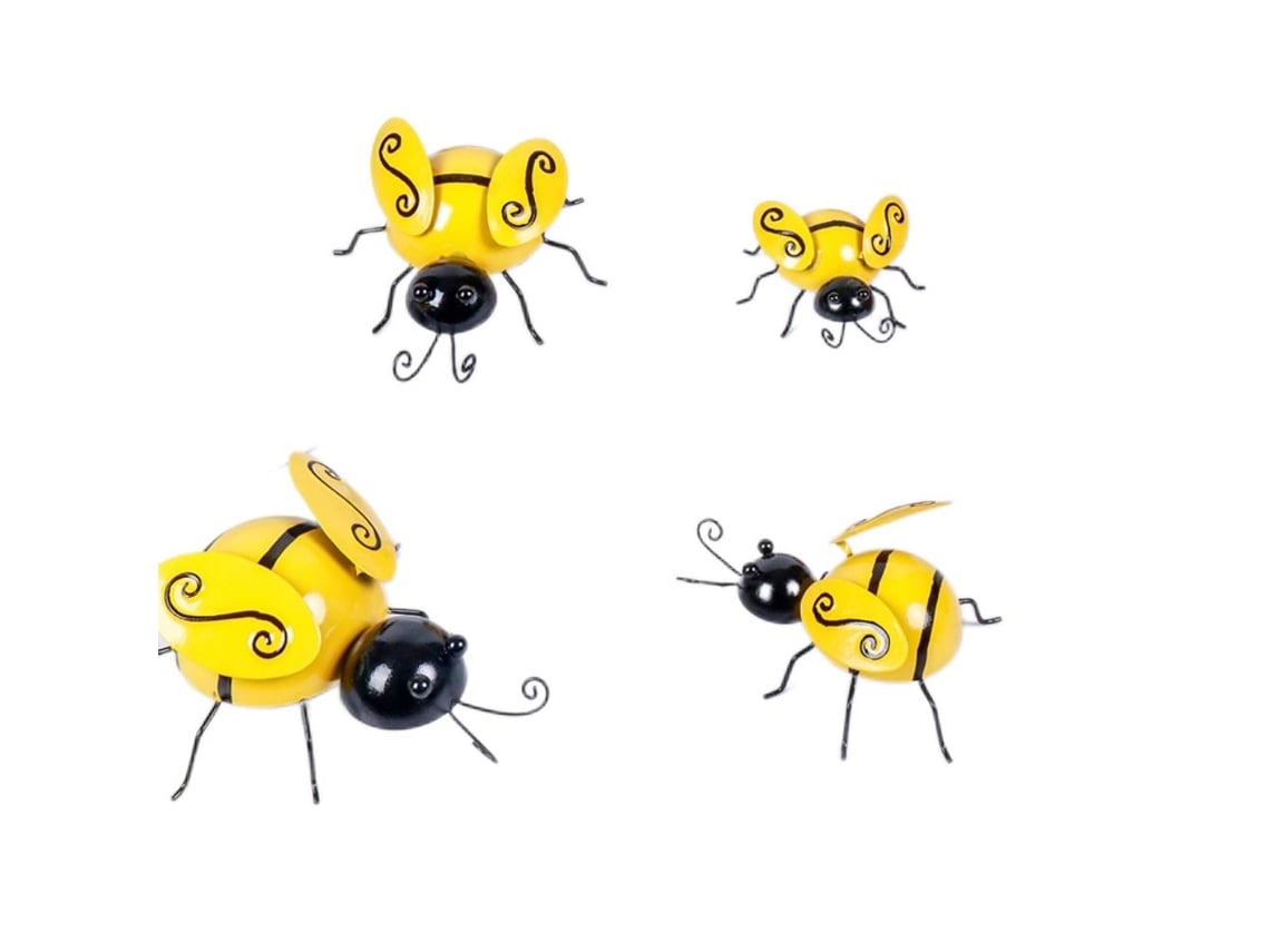 4 piezas de decoración de pared de metal con diseño de abeja