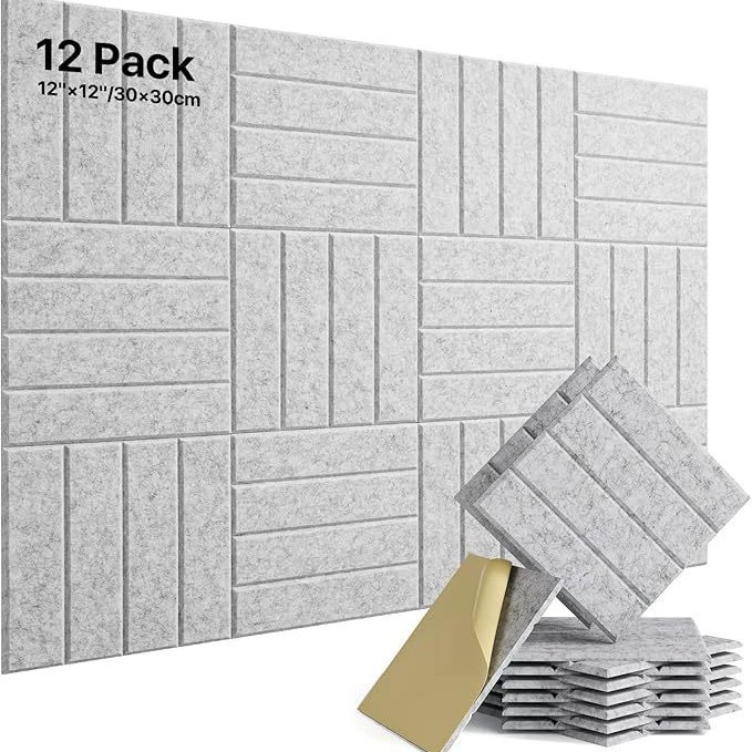 Paineles Acústicos Eifson Fieltro Poliéster Alta Densid 30x30cm 12 Un (gris Claro)