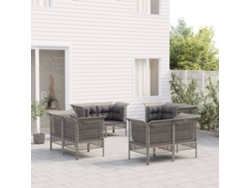Conjunto de jardín de 8 piezas con cojines de mimbre gris de DKD Home Decor