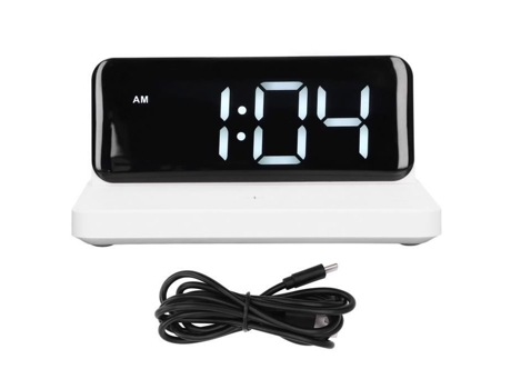 HURRISE Cargador Inalámbrico Despertador Cargador Inalámbrico Blanco Interfaz de Salida USB Carga Rápida Pantalla LED Volumen