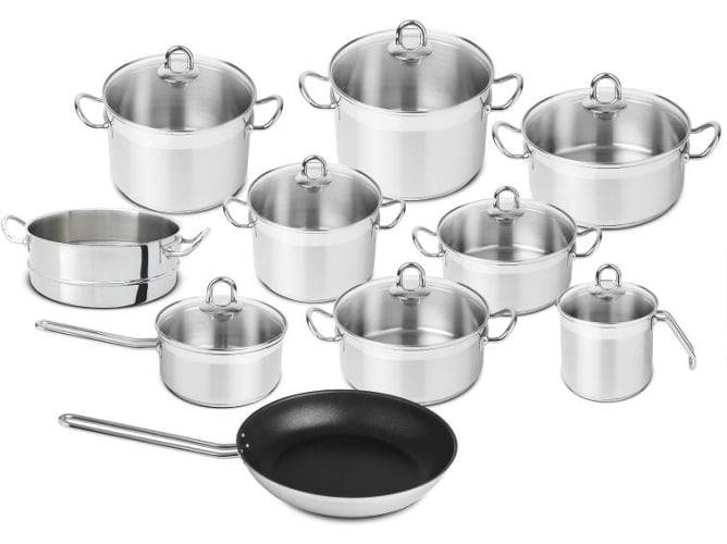 Batería de Cocina y Olla SILAMPOS Nautilus Glass 10 piezas